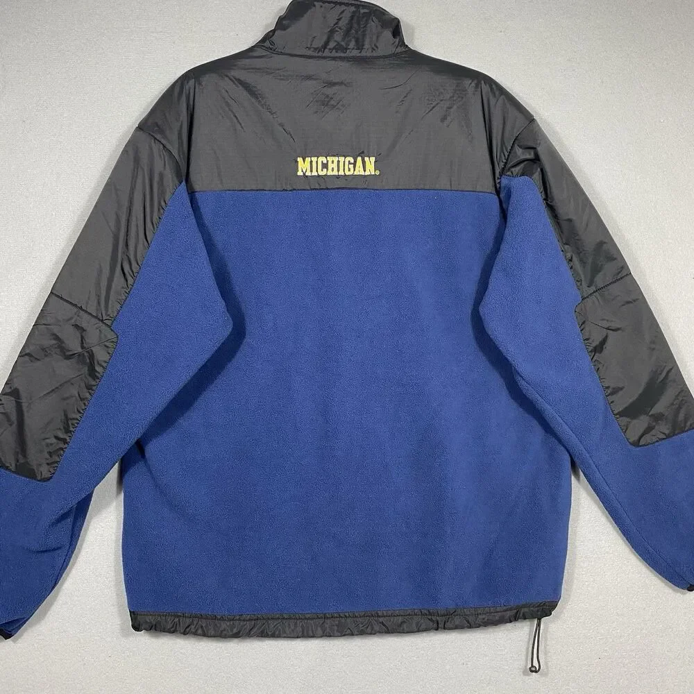 Vintage Essex 90s Michigan Wolverines Full Zip Fleece Jacket Elbow Pads Size L